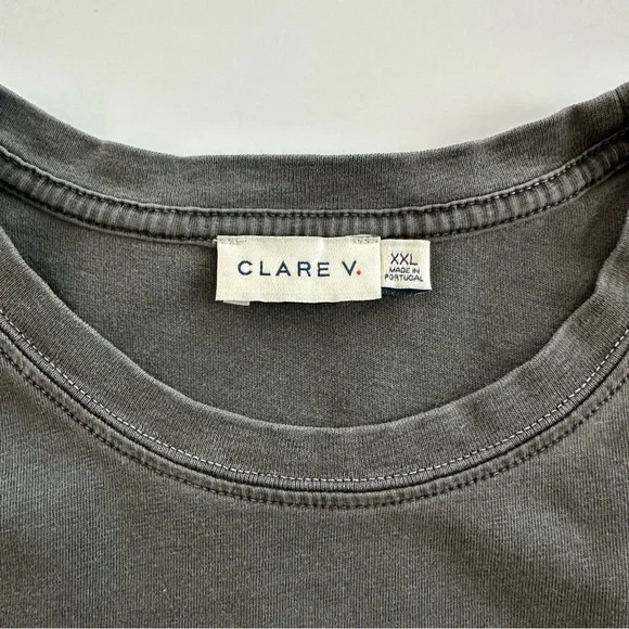 Clare V. Original Tee in Faded Black with Cream Grand 'Oui' Print | XXL | GUC - Picture 8 of 12